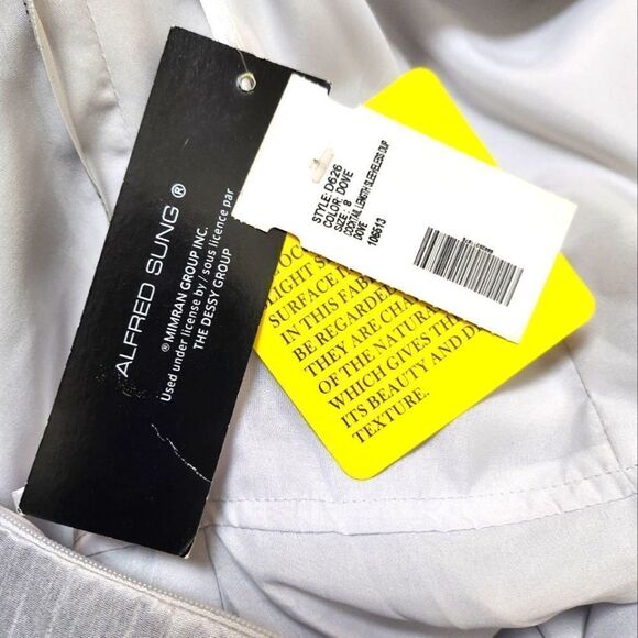 Alfred Sung Dupioni Cocktail Mini Dress Dove Gray Size 8 - Picture 10 of 10